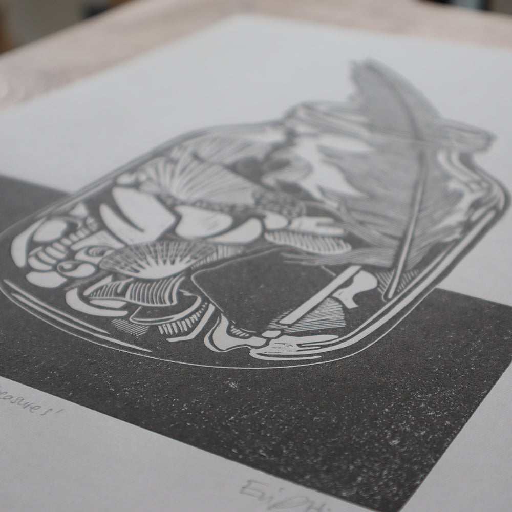 'Jar of Treasures' Linocut Print
