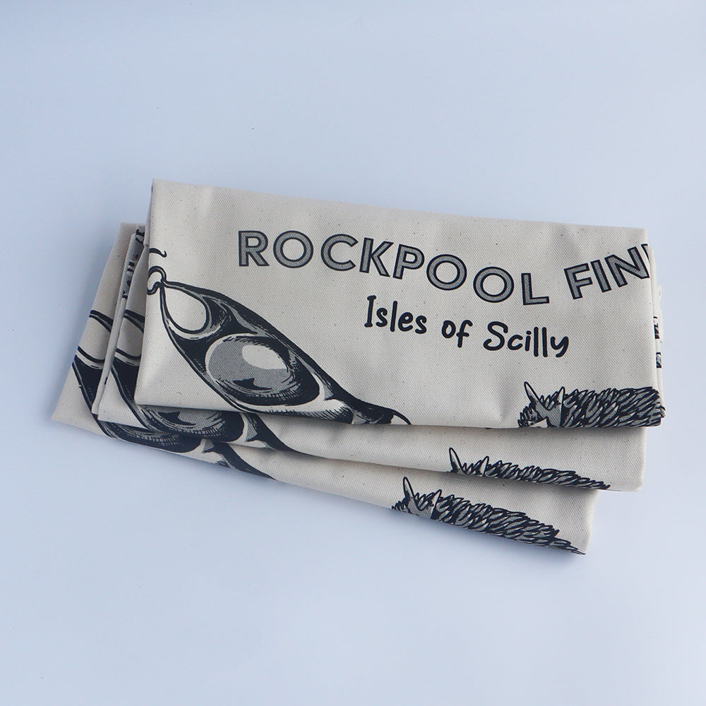 Scilly 'Rockpool Finds' Tea Towel