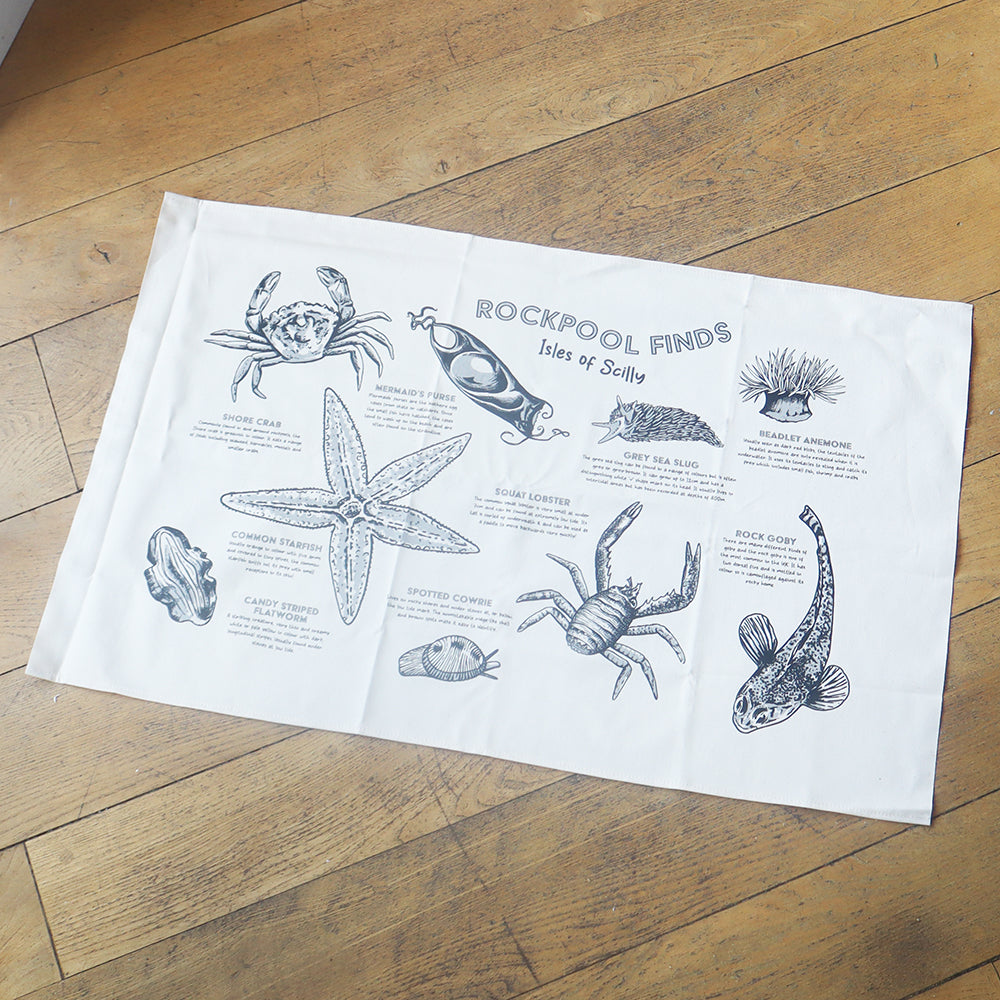 Scilly 'Rockpool Finds' Tea Towel