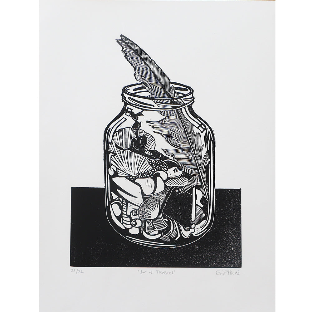 'Jar of Treasures' Linocut Print