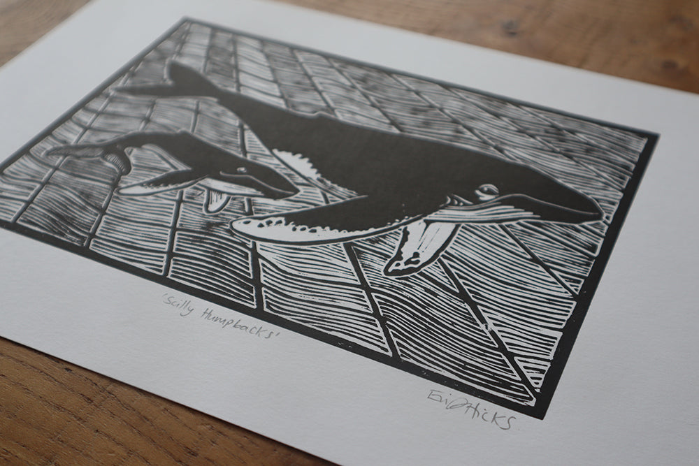 'Whales' Linocut Print