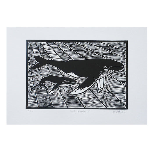 'Whales' Linocut Print